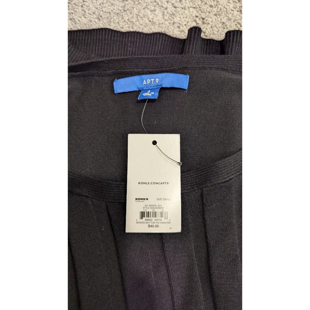Apt 9 Black Small Sweater NWT 3/4 Sleeve Classic - Picture 5 of 7